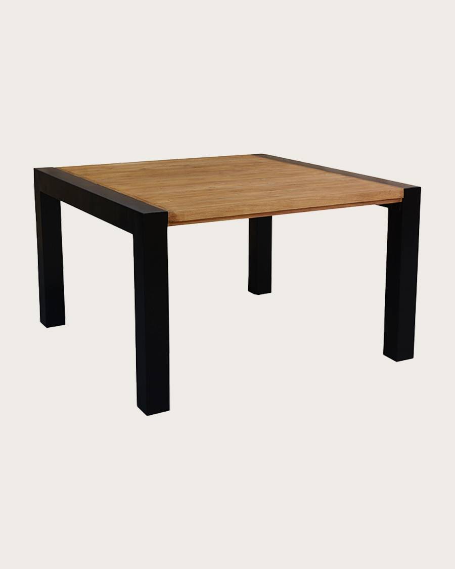 Arche - Table repas carrée en teck massif et métal L130 cm 8 pers. - UNIQKA - Image 4