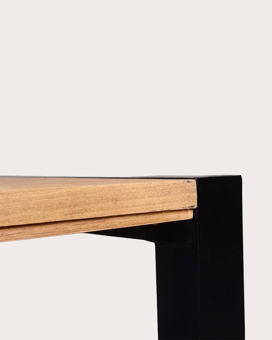 Arche - Table repas carrée en teck massif et métal L130 cm 8 pers. - UNIQKA - Image 9