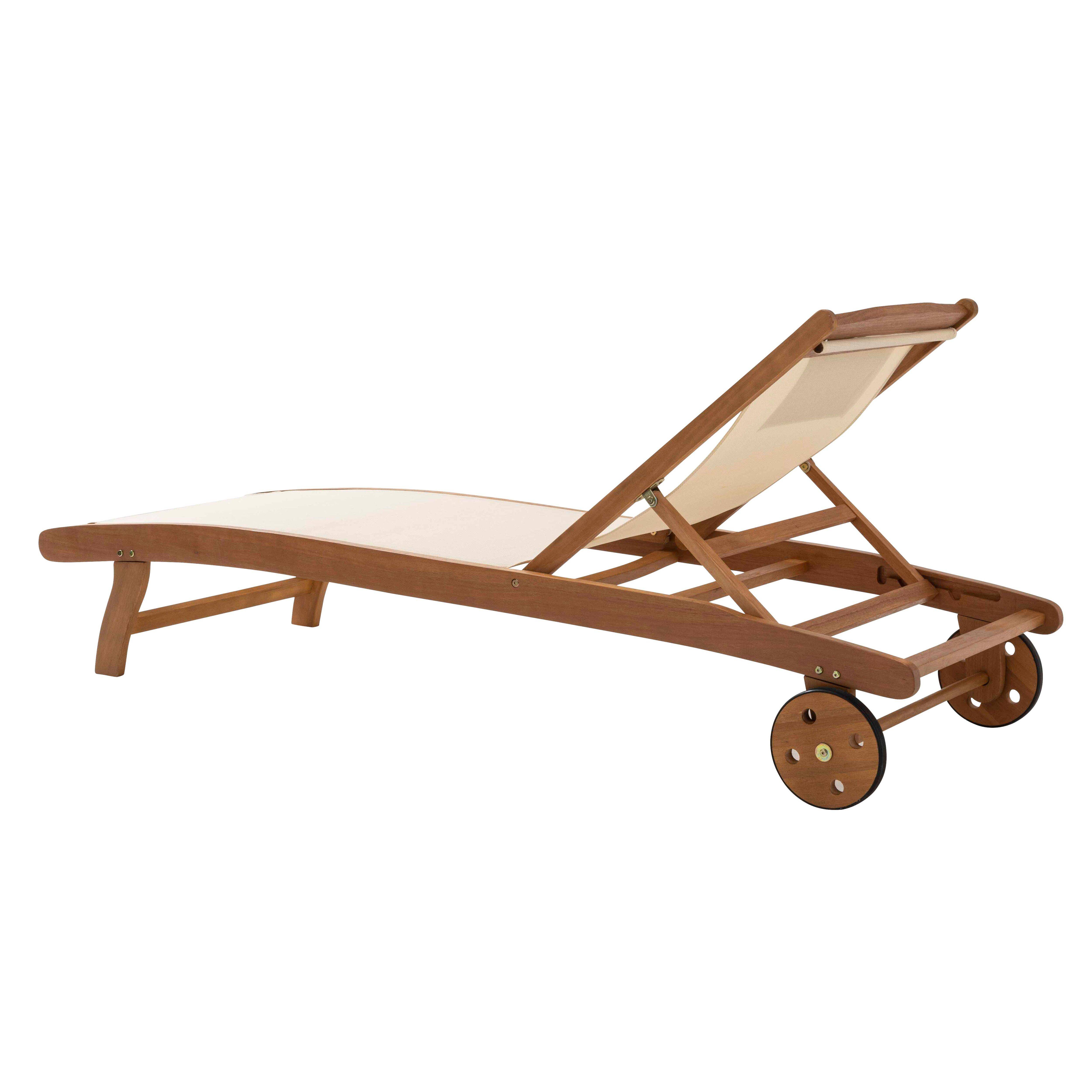 Oviala - Lot de 2 bains de soleil en bois inclinable avec roues écru Aubagne - Oviala - Image 4