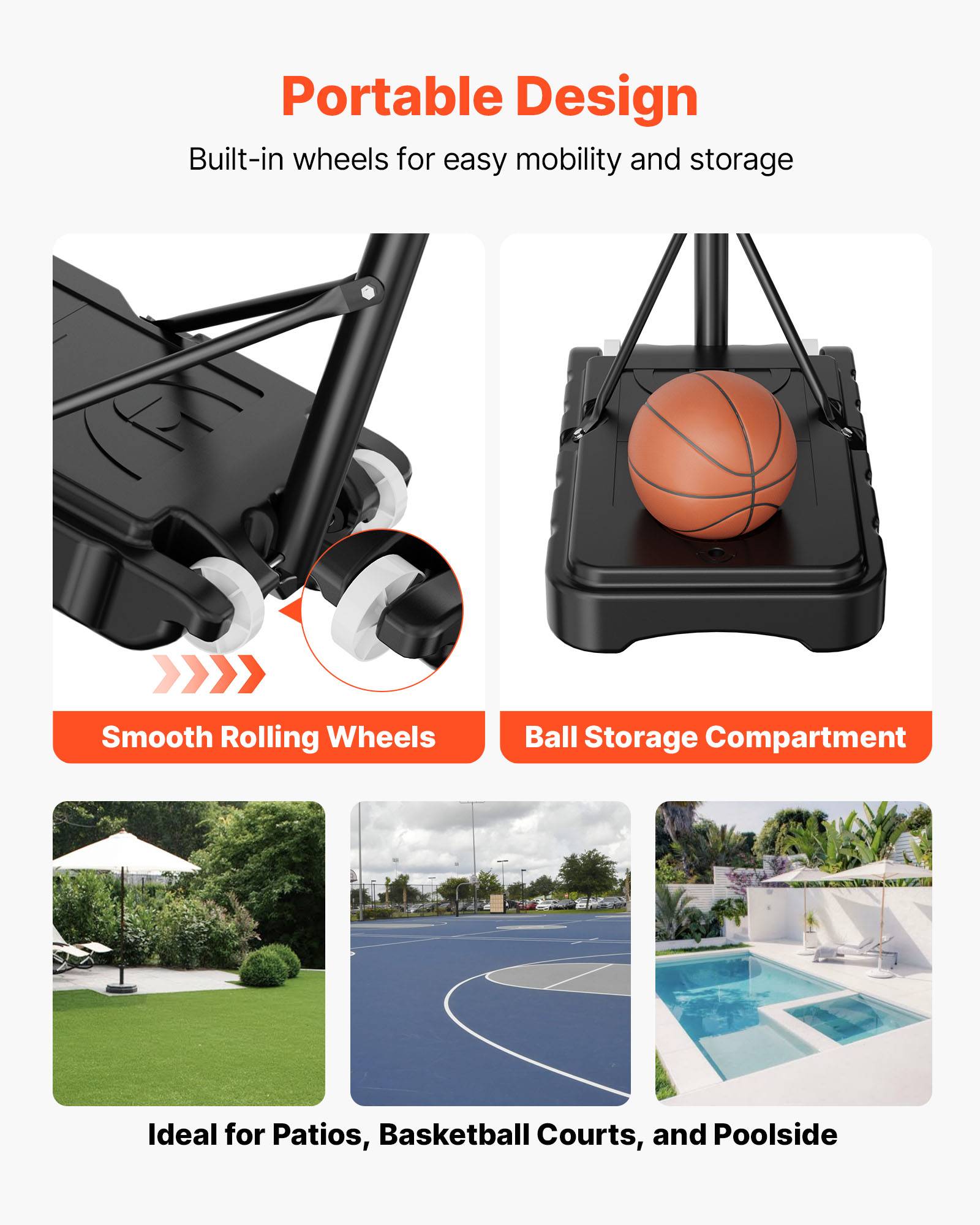 Vevor - VEVOR Panier de basket portable réglable 1,6–2,1 m, base remplissable - Image 5