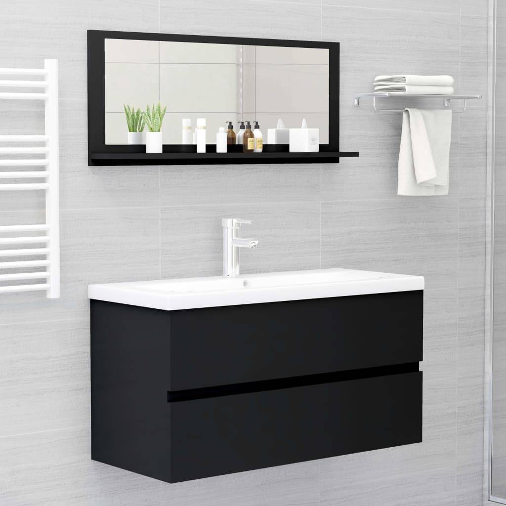 Helloshop26 - Miroir de salle de bain 90 x 10,5 x 37 cm aggloméré noir - Image 6