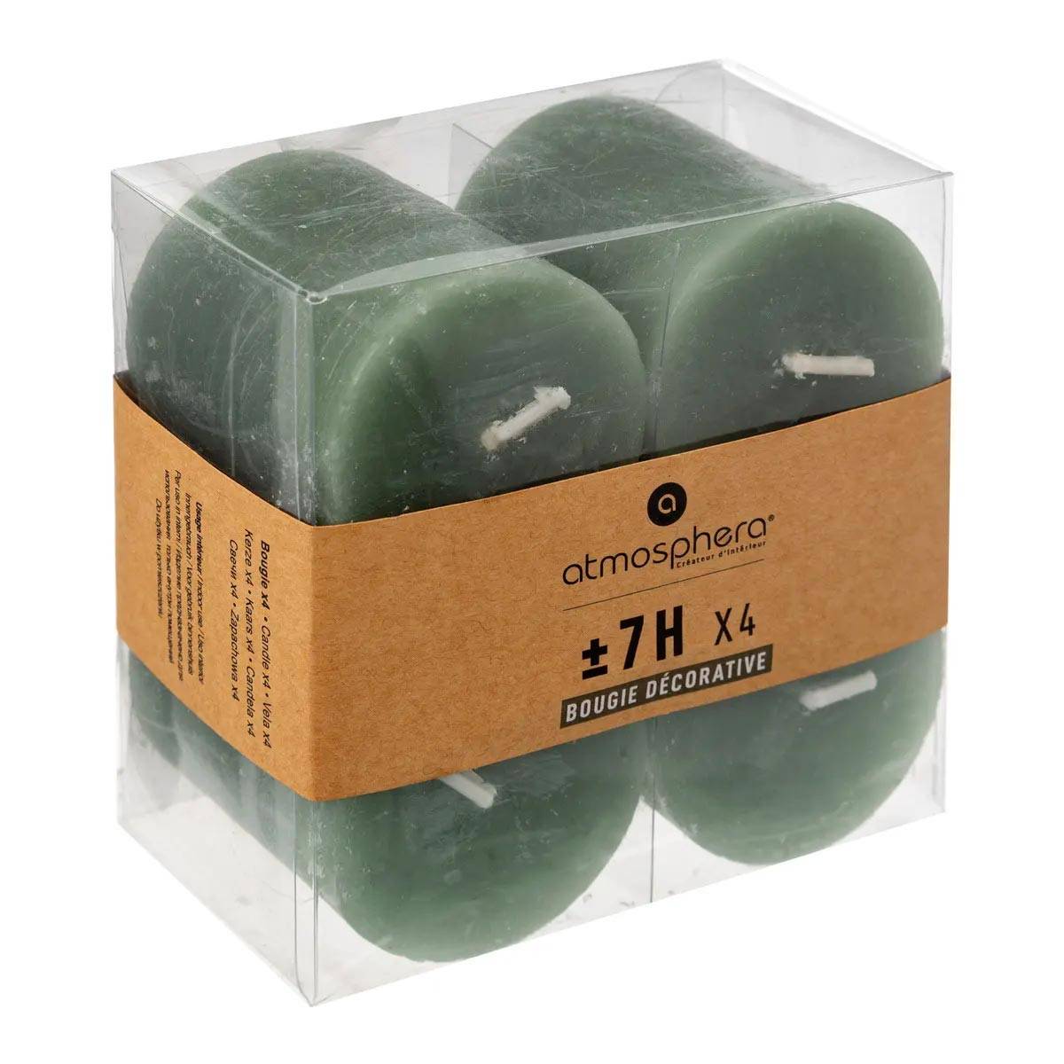 Lot de 4 Bougies décoratives Votive Rustique Vert Eucalyptus D 4.5 cm - Image 3
