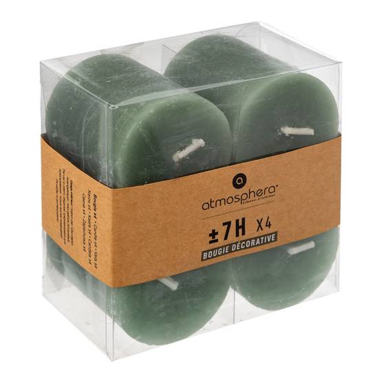 Lot de 4 Bougies décoratives Votive Rustique Vert Eucalyptus D 4.5 cm - Image 1