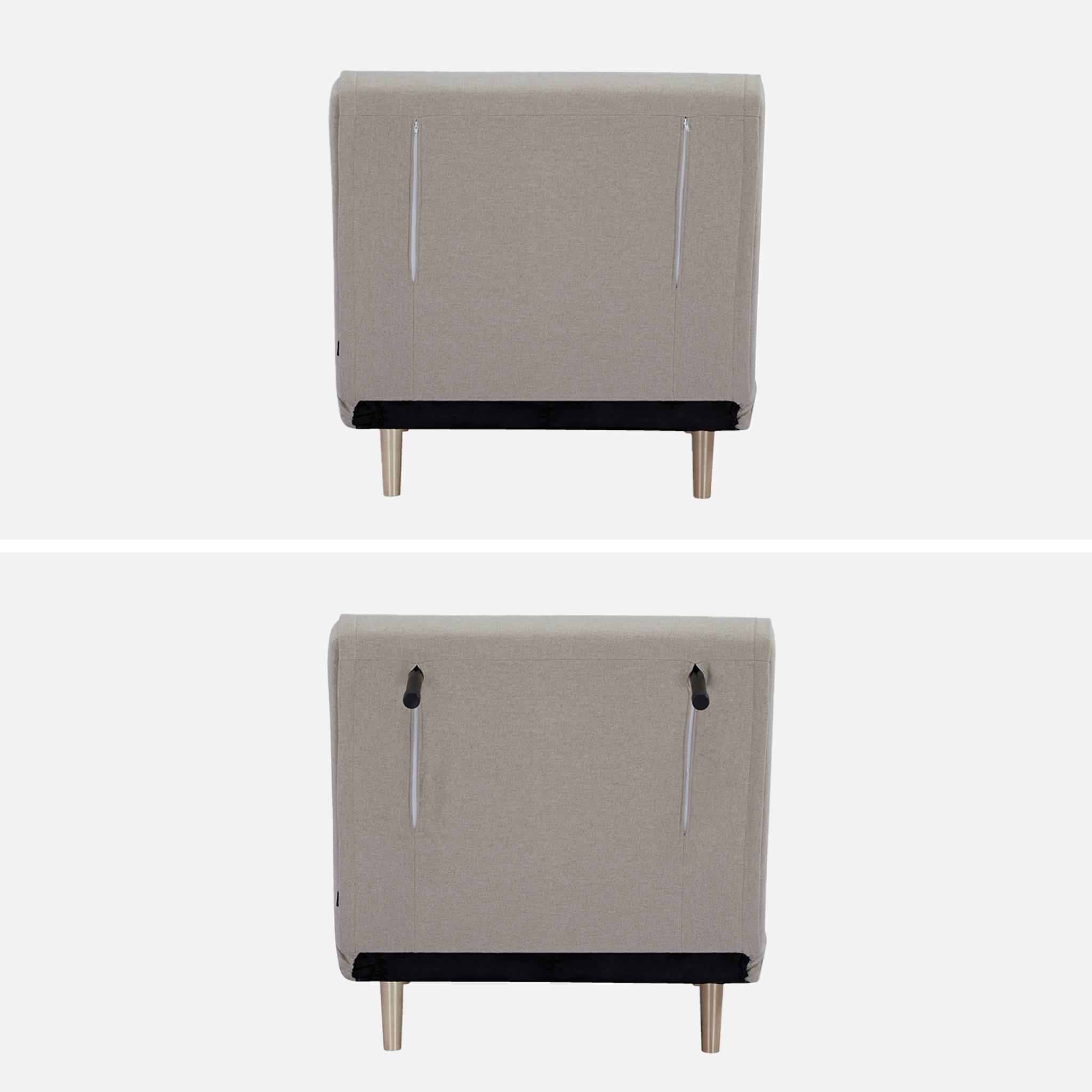 Chauffeuse convertible tissu piétement bois 1 place beige Guest | sweeek - Image 6
