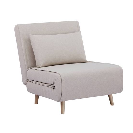 Chauffeuse convertible tissu piétement bois 1 place beige Guest | sweeek - Image 2