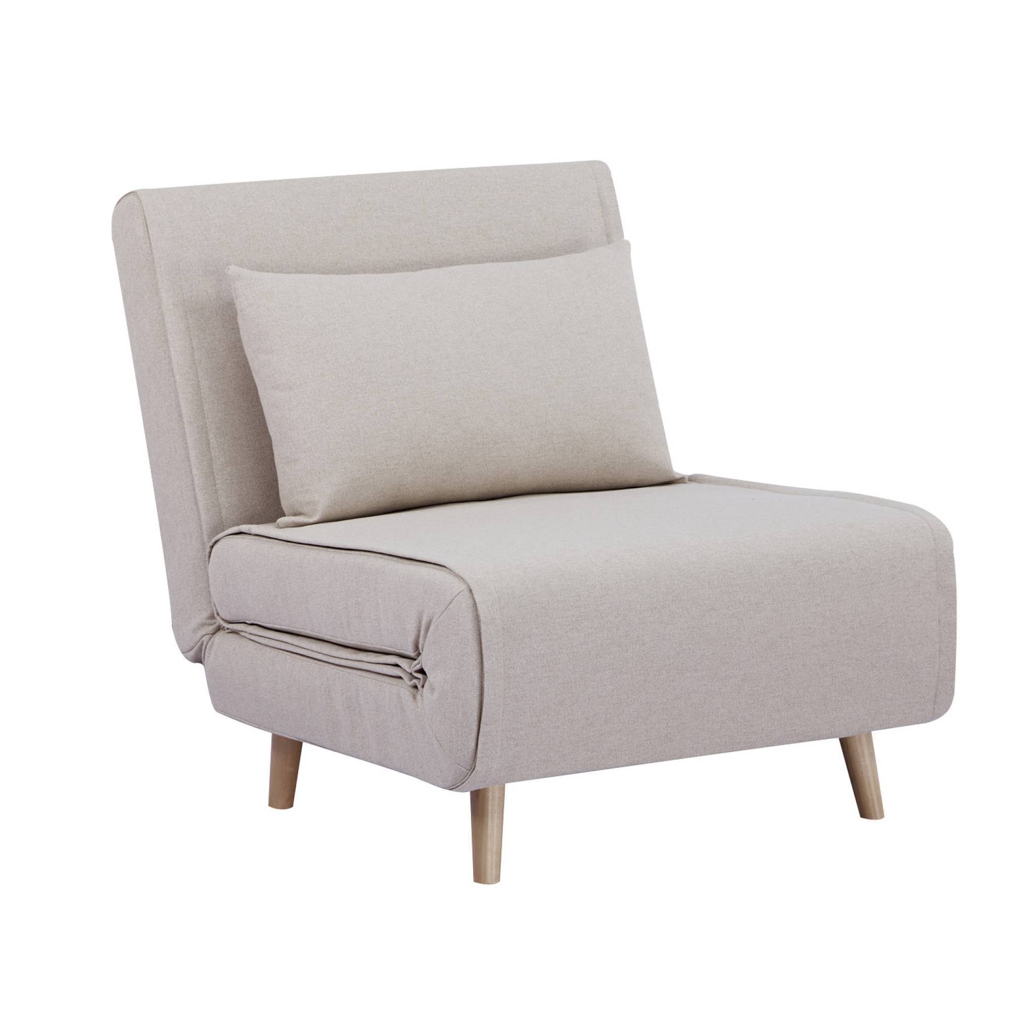 Chauffeuse convertible tissu piétement bois 1 place beige Guest | sweeek - Image 2