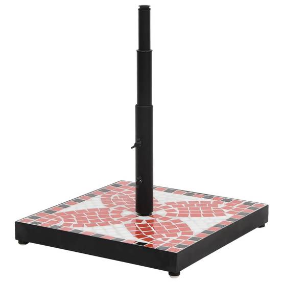 Socle de Parasol Carré 12 kg en Céramique et Fer Mosaïque Terre Cuite et Blanc – ComfortXL Outdoor Living - Image 2