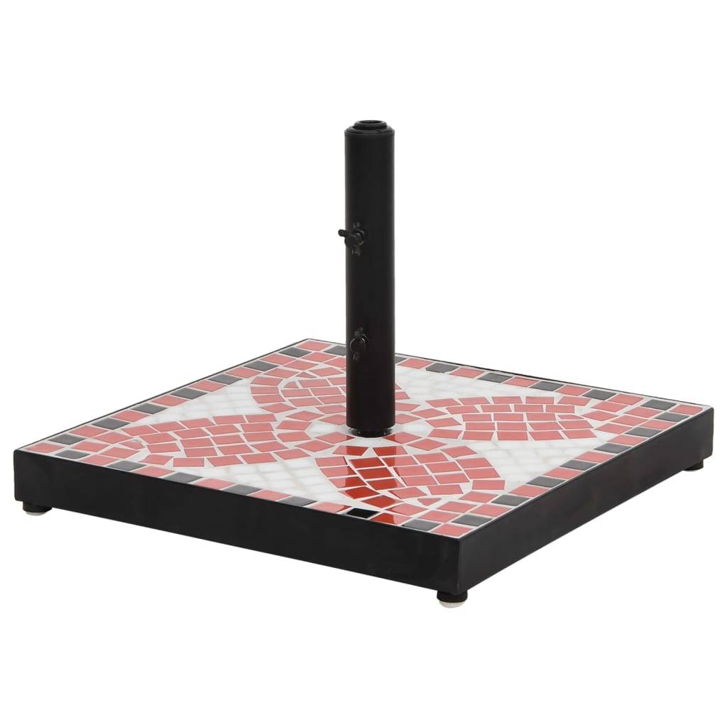 Socle de Parasol Carré 12 kg en Céramique et Fer Mosaïque Terre Cuite et Blanc – ComfortXL Outdoor Living - Image 1