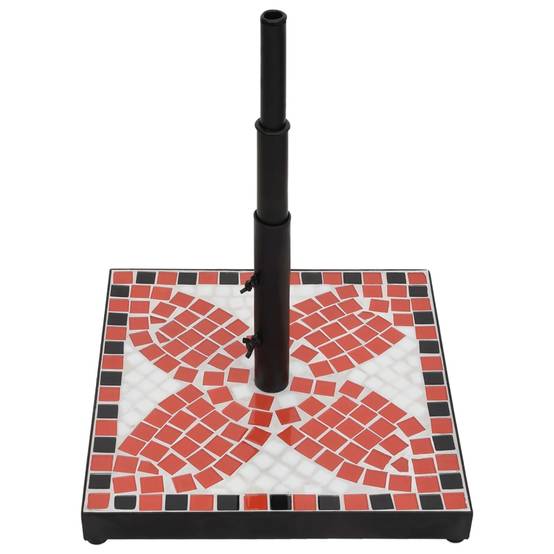 Socle de Parasol Carré 12 kg en Céramique et Fer Mosaïque Terre Cuite et Blanc – ComfortXL Outdoor Living - Image 3
