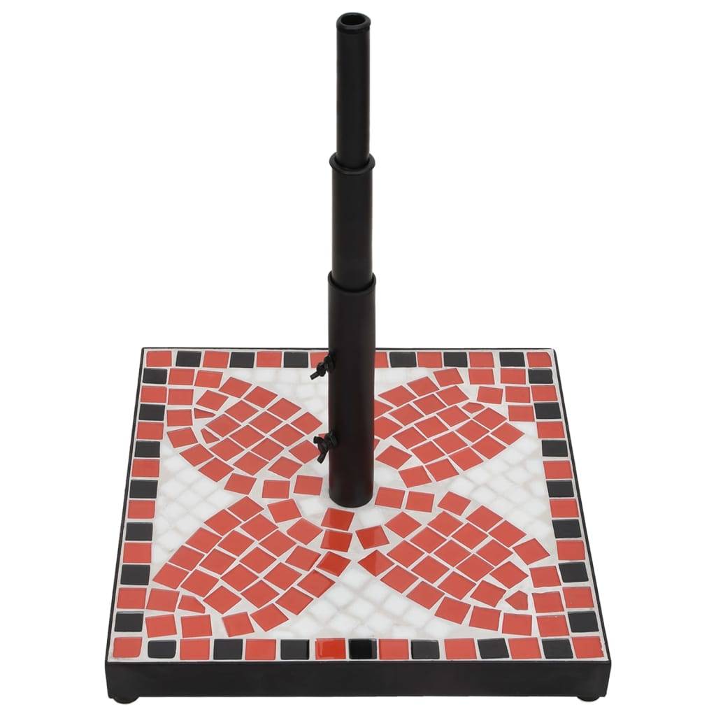 Socle de Parasol Carré 12 kg en Céramique et Fer Mosaïque Terre Cuite et Blanc – ComfortXL Outdoor Living - Image 3