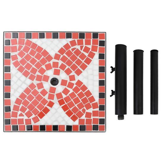 Socle de Parasol Carré 12 kg en Céramique et Fer Mosaïque Terre Cuite et Blanc – ComfortXL Outdoor Living - Image 5