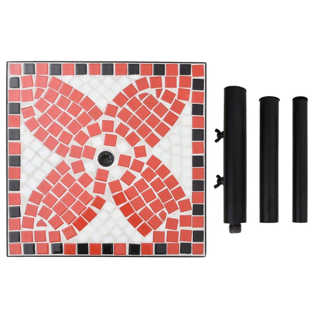 Socle de Parasol Carré 12 kg en Céramique et Fer Mosaïque Terre Cuite et Blanc – ComfortXL Outdoor Living - Image 5