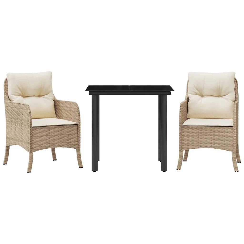 ComfortXL - Salon de jardin 2 personnes résine tressée table verre et 2 fauteuils beige – ComfortXL Outdoor Living - Image 2