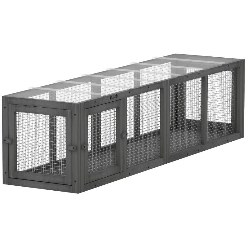 ComfortXL - Tunnel pour chat extérieur bois sapin modulable 3 portes 151x38x40cm gris - ComfortXL Outdoor Living - Image 2