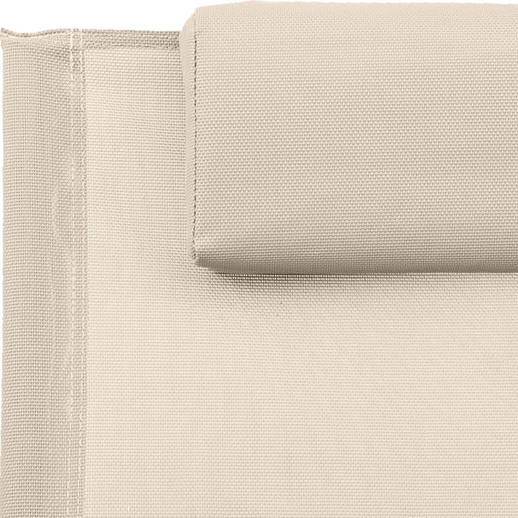 Helloshop26 - Transat chaise longue bain de soleil lit de jardin terrasse meuble d'extérieur 105,5 cm avec oreiller acier et textilène crème - Image 5
