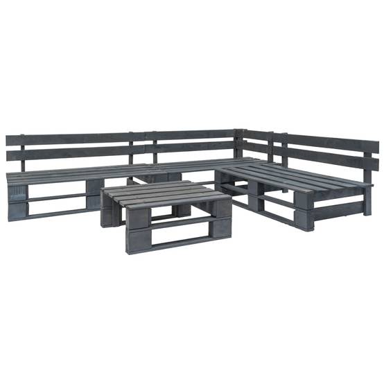 ComfortXL - Salon de Jardin Palette Modulable en Bois de Pin pour Terrasse Extérieur Gris 4 Pièces – ComfortXL Outdoor Living - Image 1