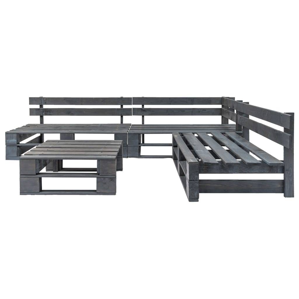 ComfortXL - Salon de Jardin Palette Modulable en Bois de Pin pour Terrasse Extérieur Gris 4 Pièces – ComfortXL Outdoor Living - Image 2