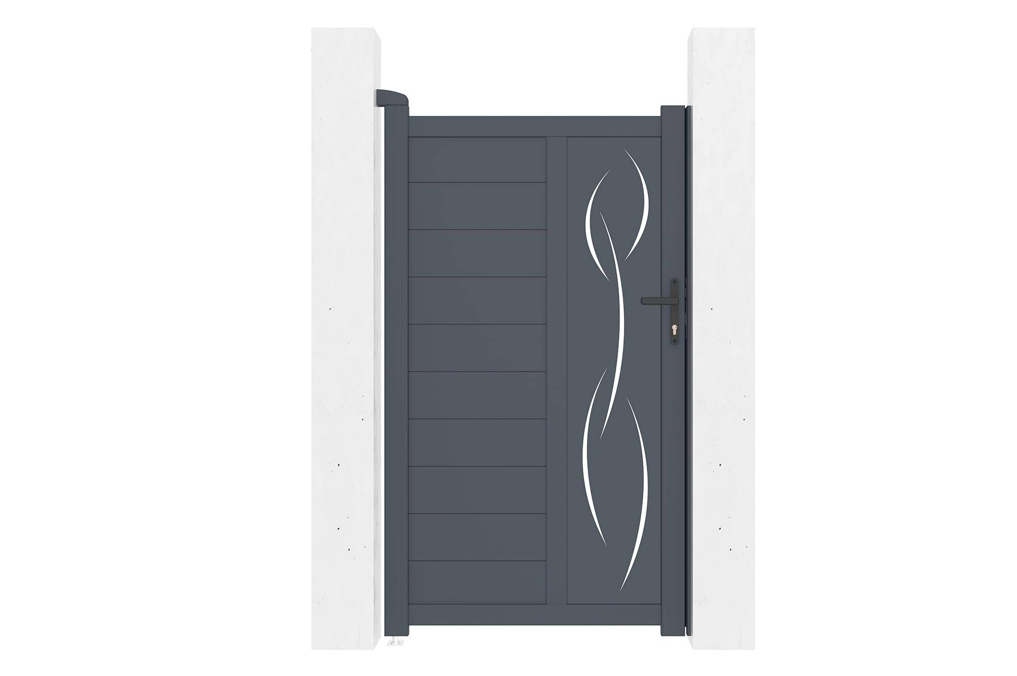 CASANOOV - Casanoov Portillon 1m LIFE H.180 cm aluminium gris + 2 poteaux ELDA aluminium gris - Image 5