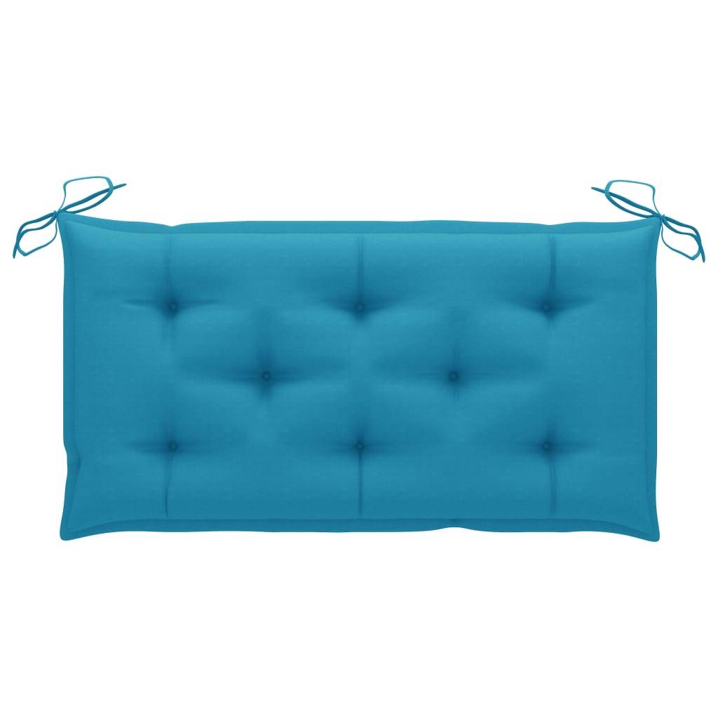Helloshop26 - Banc de jardin meuble de patio d'extérieur terrasse avec coussin 112 x 55 x 94 cm bleu clair 112 cm bois de teck - Image 6