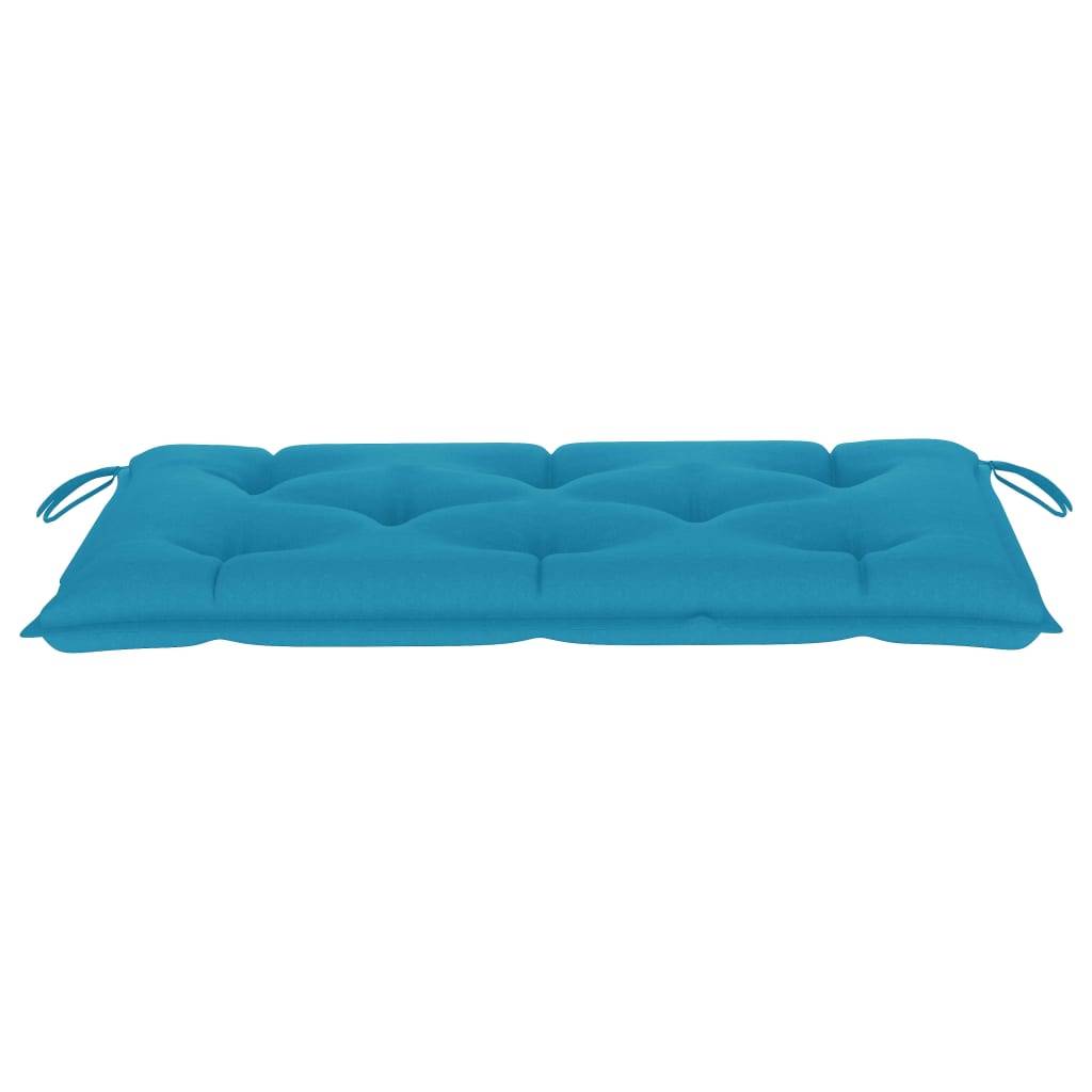 Helloshop26 - Banc de jardin meuble de patio d'extérieur terrasse avec coussin 112 x 55 x 94 cm bleu clair 112 cm bois de teck - Image 7