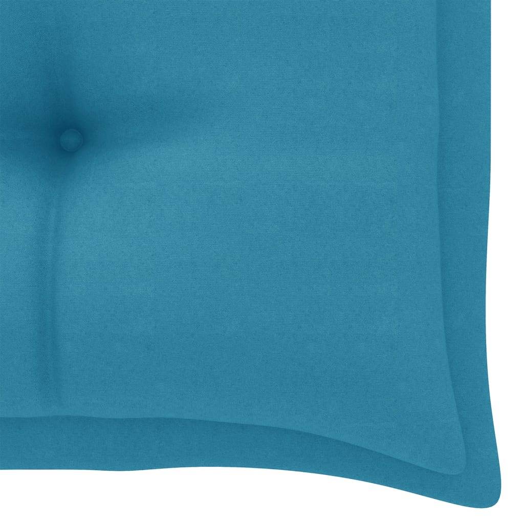 Helloshop26 - Banc de jardin meuble de patio d'extérieur terrasse avec coussin 112 x 55 x 94 cm bleu clair 112 cm bois de teck - Image 8