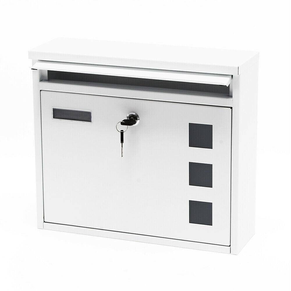 Helloshop26 - Boite postale boite aux lettres murale design avec clés 36 x 32 x 11,5 cm blanc - Image 3