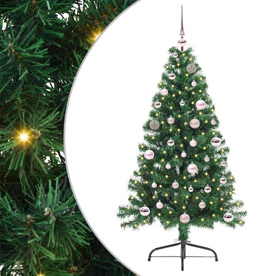 Sapin de Noël, Arbre de Noël artificiel pré-éclairé Vert 150 cm PVC u2882q - Image 2