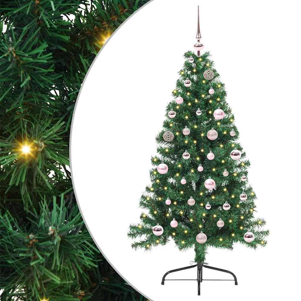 Sapin de Noël, Arbre de Noël artificiel pré-éclairé Vert 150 cm PVC u2882q - Image 2
