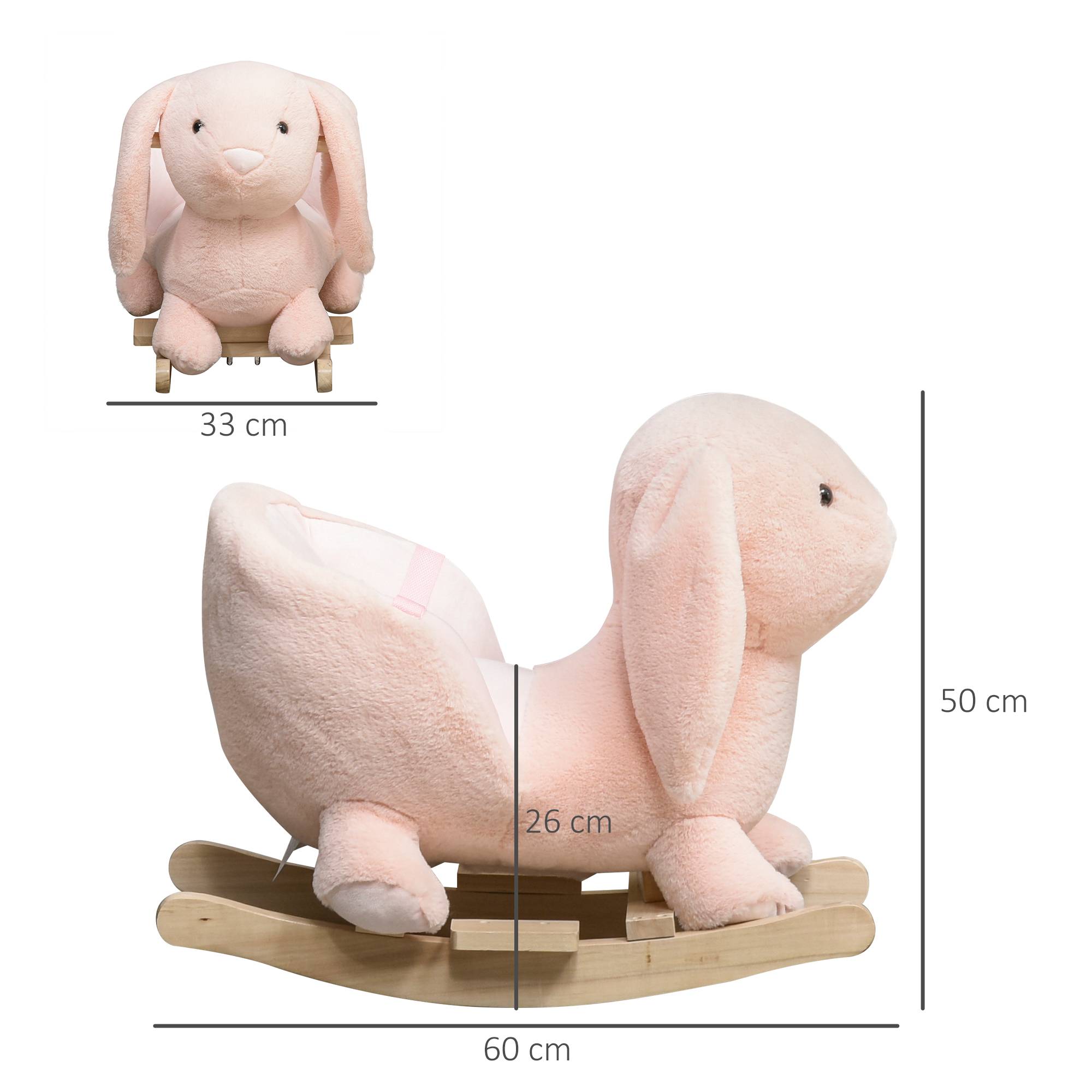 Cheval à Bascule Jouet à Bascule Lapin pour Enfants 18-36 Mois Fauteuil intégré Ceinture de sécurité Fonction sonore clapissement Rose - Image 5