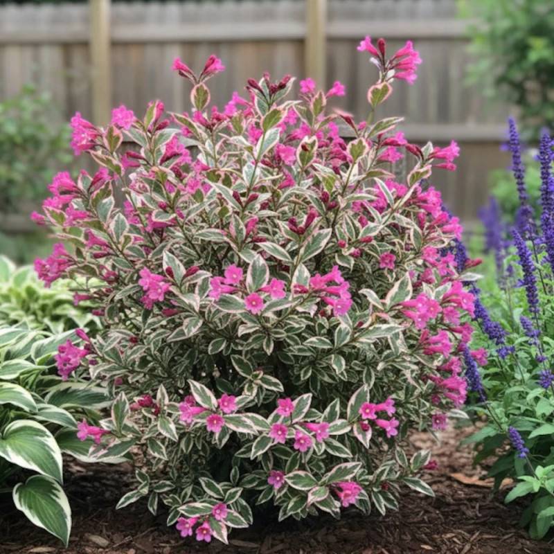 Weigela All Summer® Monet 'Verweig8', Weigelia à fleurs Blanche - feuillage Caduc - Pot de 4L - 40/60 cm-  hauteur à maturité De 1,00 m à 1,50 m - Image 6
