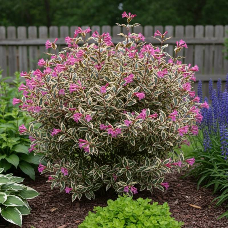 Weigela All Summer® Monet 'Verweig8', Weigelia à fleurs Blanche - feuillage Caduc - Pot de 4L - 40/60 cm-  hauteur à maturité De 1,00 m à 1,50 m - Image 8