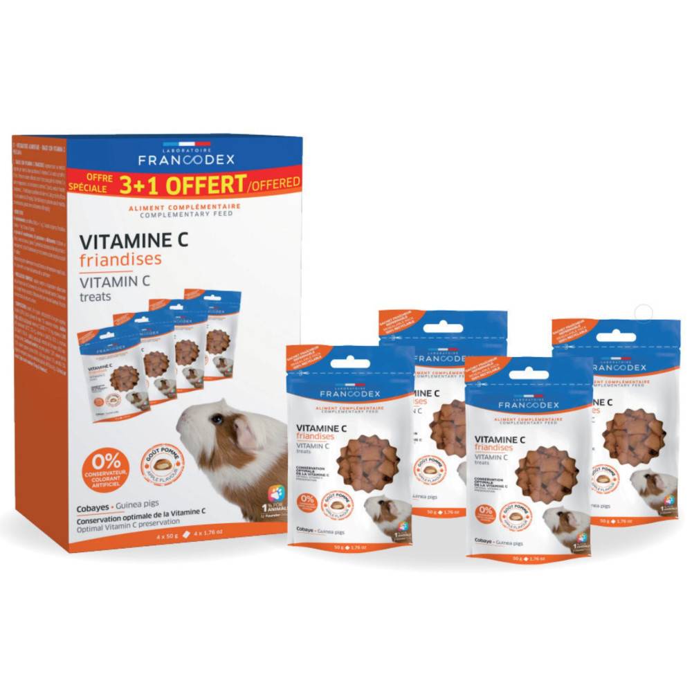 Francodex - Francodex - Pack Friandises Vitamine C, 4 sachets de 50g Pour Cobayes - Image 1