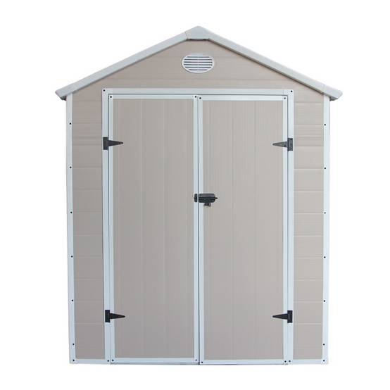 Abri de jardin résine beige 6,99m² avec kit d'ancrage et double porte Jôbu - Image 7