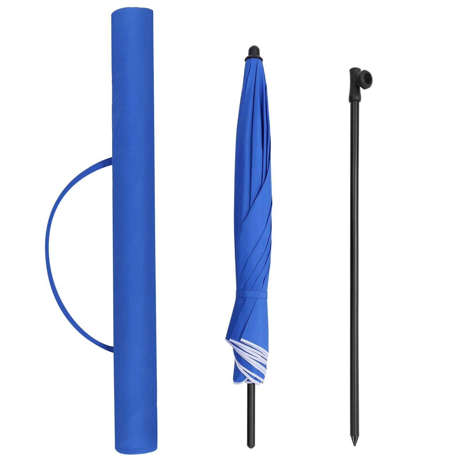 Helloshop26 - Parasol droit diamètre 160 cm UV 50+ nervures en fibre de verre toile polyester inclinable sac de transport terrasse jardin balcon plage bleu - Image 3