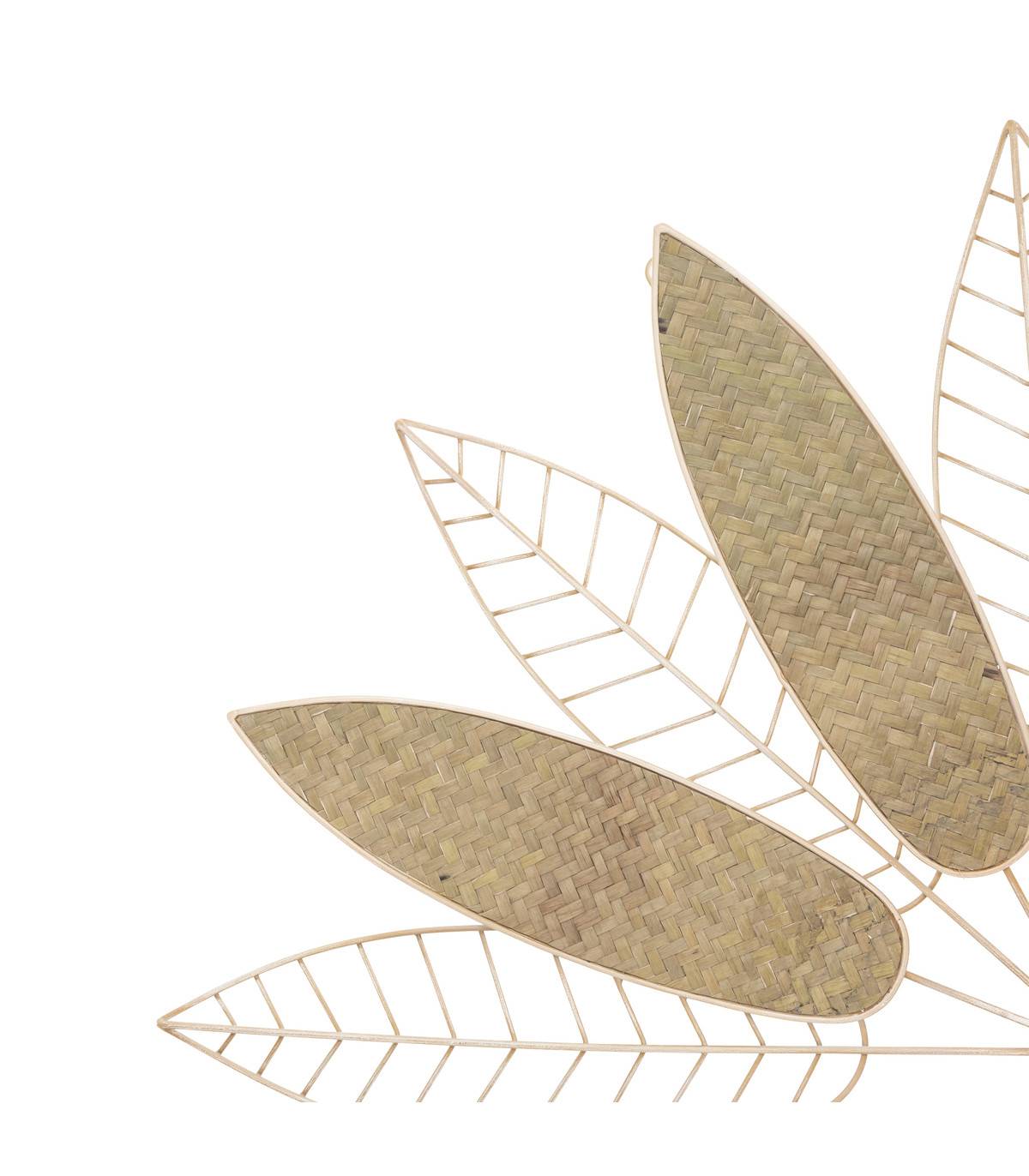 Déco murale Feuilles dorées en Métal et Roseau  81 x 45 cm - Image 2
