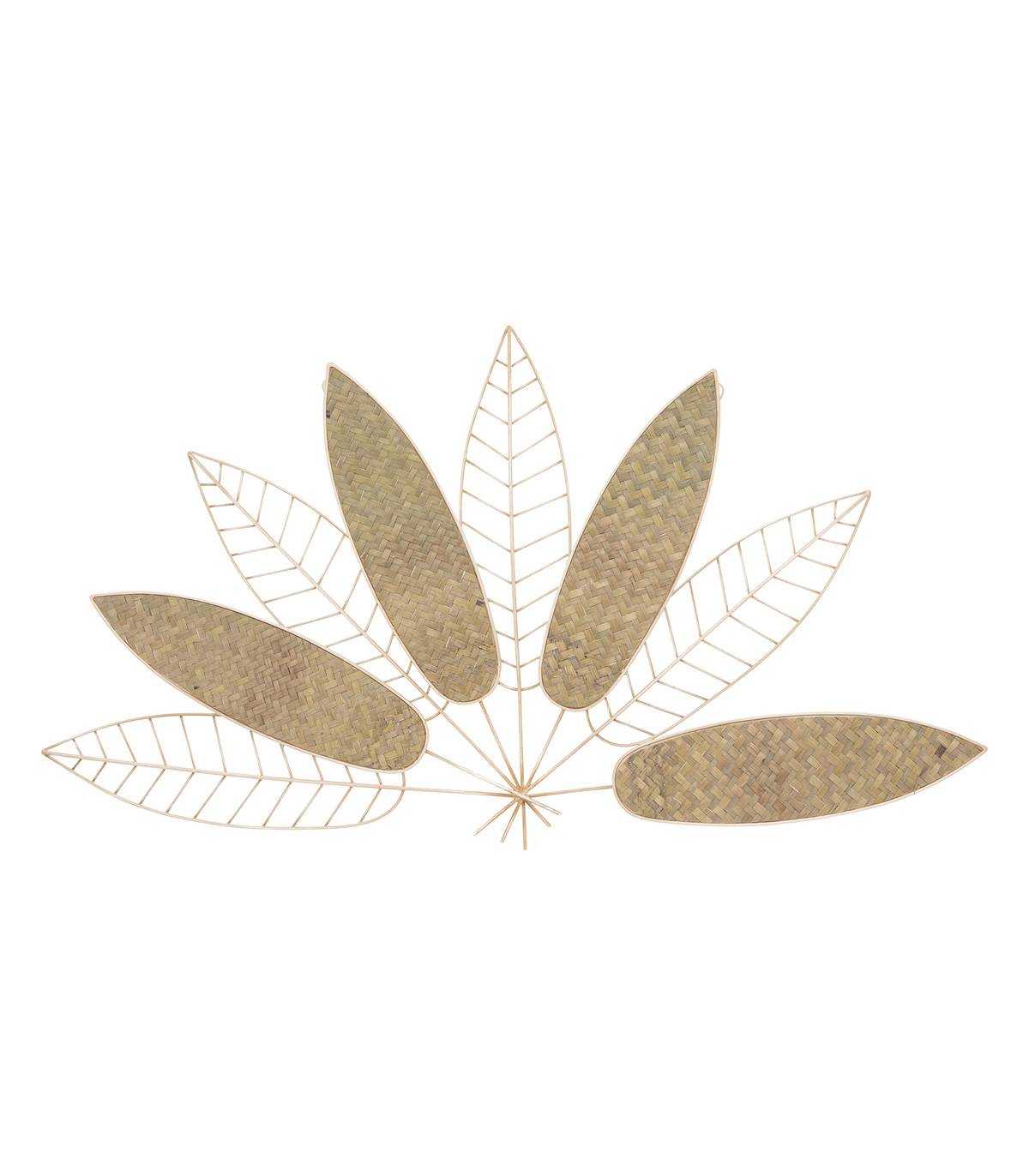 Déco murale Feuilles dorées en Métal et Roseau  81 x 45 cm - Image 1