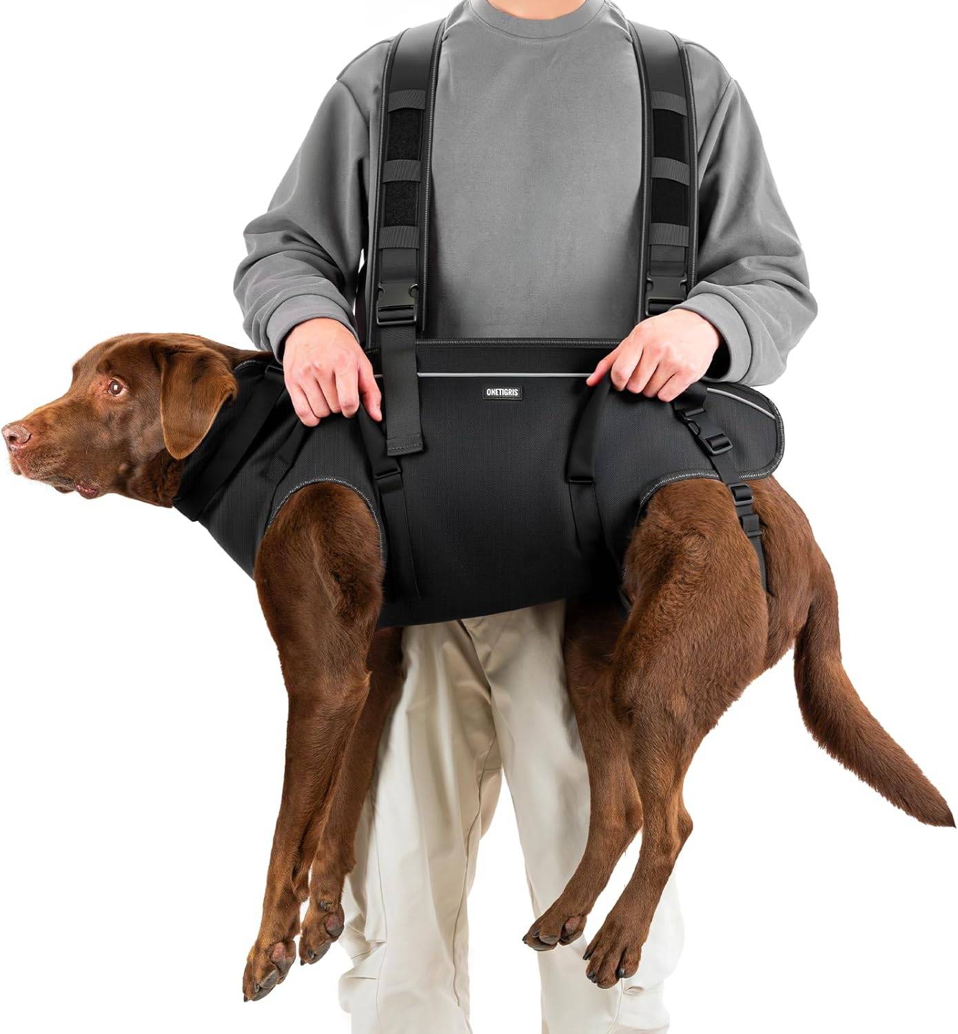 Harnais/sac transport OneTigris noir L - randonnée, urgence, chiens âgés - Image 1