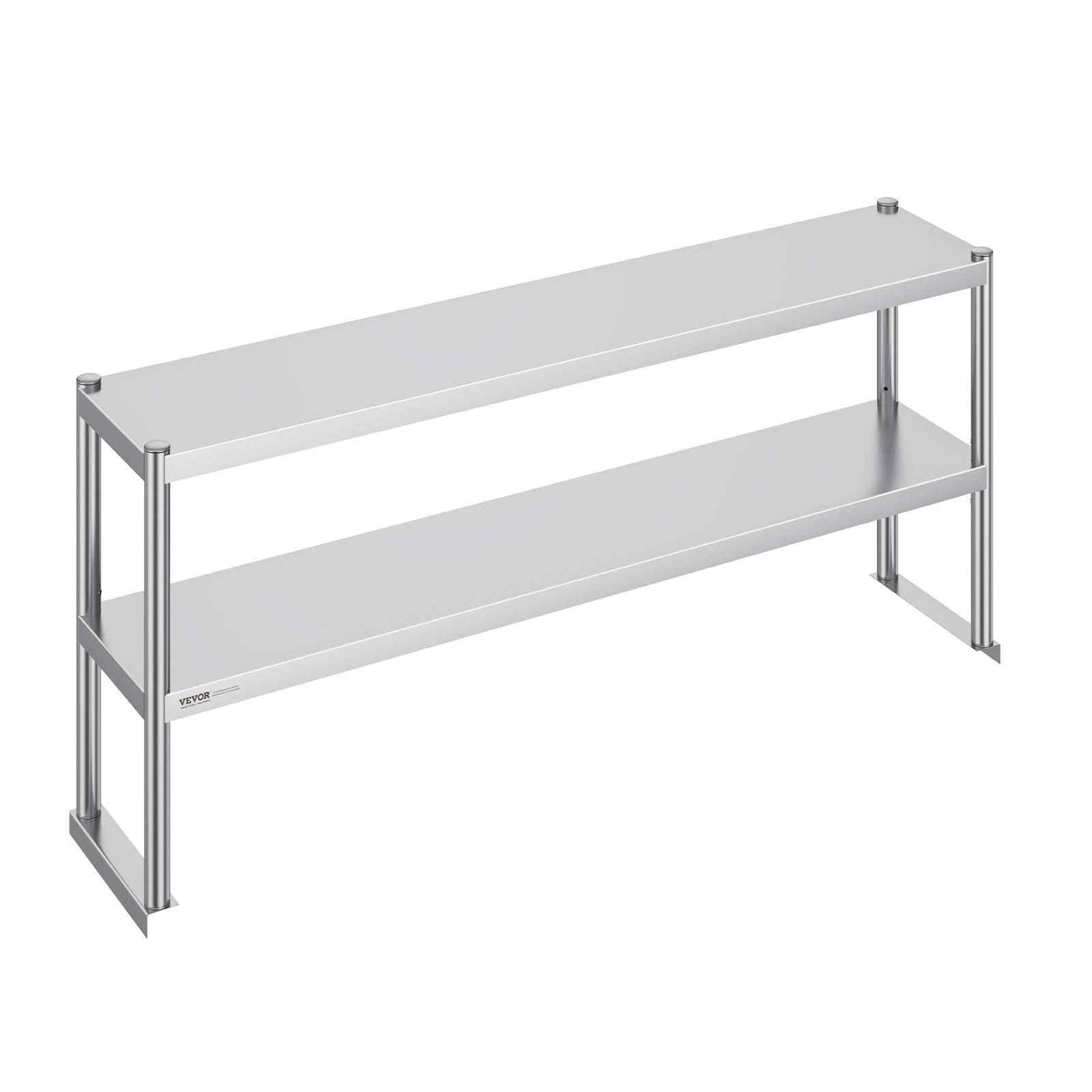 Vevor - VEVOR Étagère deux niveaux acier inoxydable 12x60 pouces, hauteur réglable, pour cuisine, restaurant, atelier. - Image 1