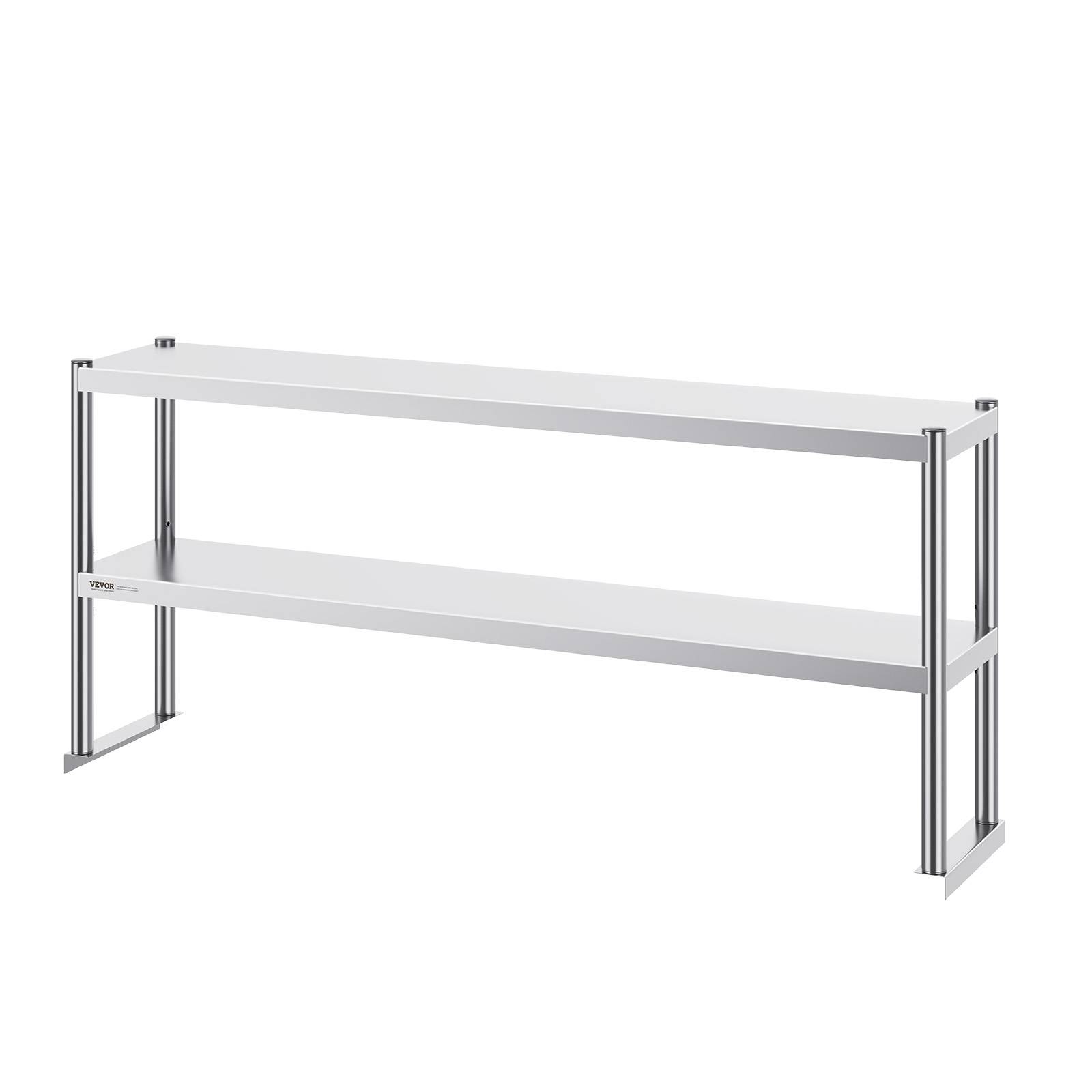 Vevor - VEVOR Étagère deux niveaux acier inoxydable 12x60 pouces, hauteur réglable, pour cuisine, restaurant, atelier. - Image 9