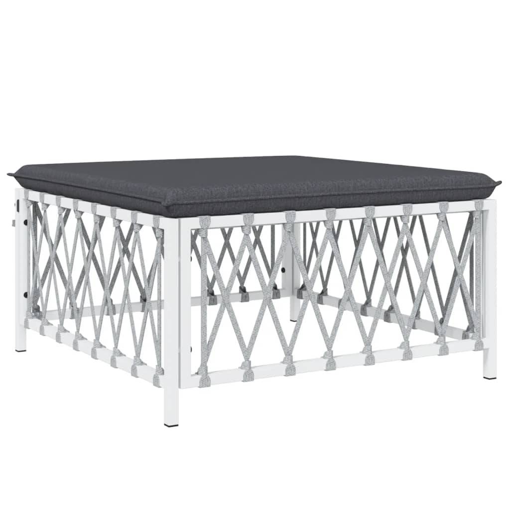 Helloshop26 - Salon de jardin meuble d'extérieur ensemble de mobilier 4 pièces avec coussins blanc acier - Image 5
