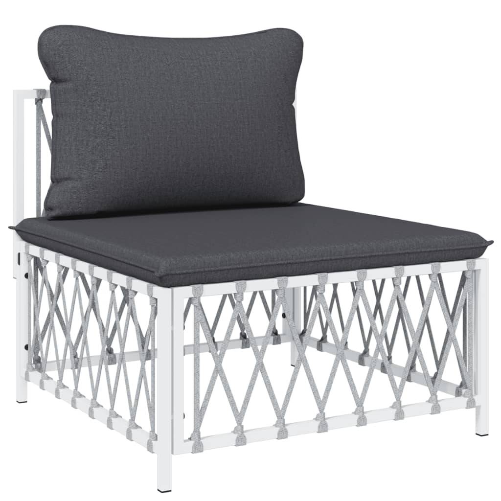Helloshop26 - Salon de jardin meuble d'extérieur ensemble de mobilier 4 pièces avec coussins blanc acier - Image 4