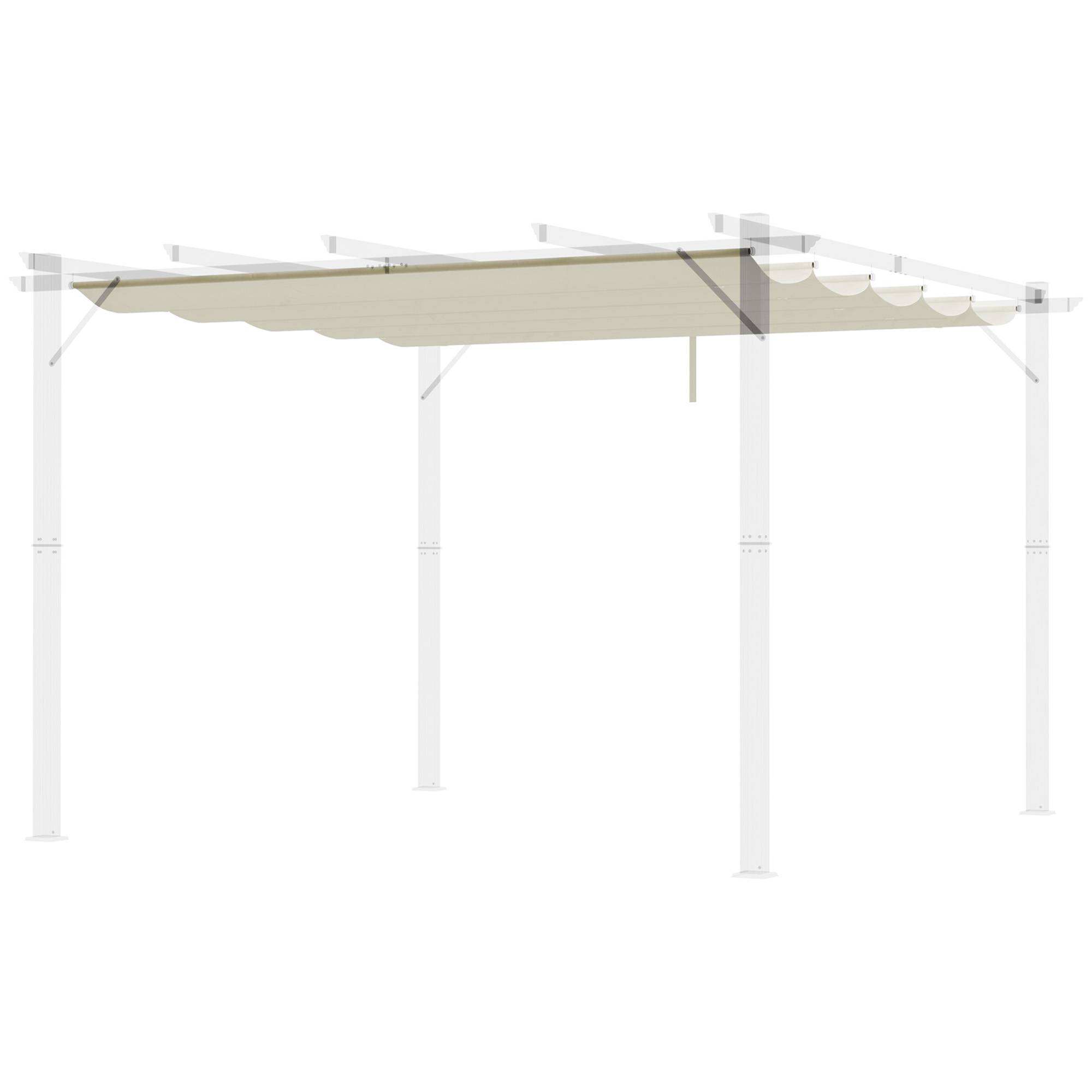Toile de Rechange pour Pergola Rétractable 3x3m Polyester Anti-UV Coulissant Crème - ComfortXL Outdoor Living - Image 2