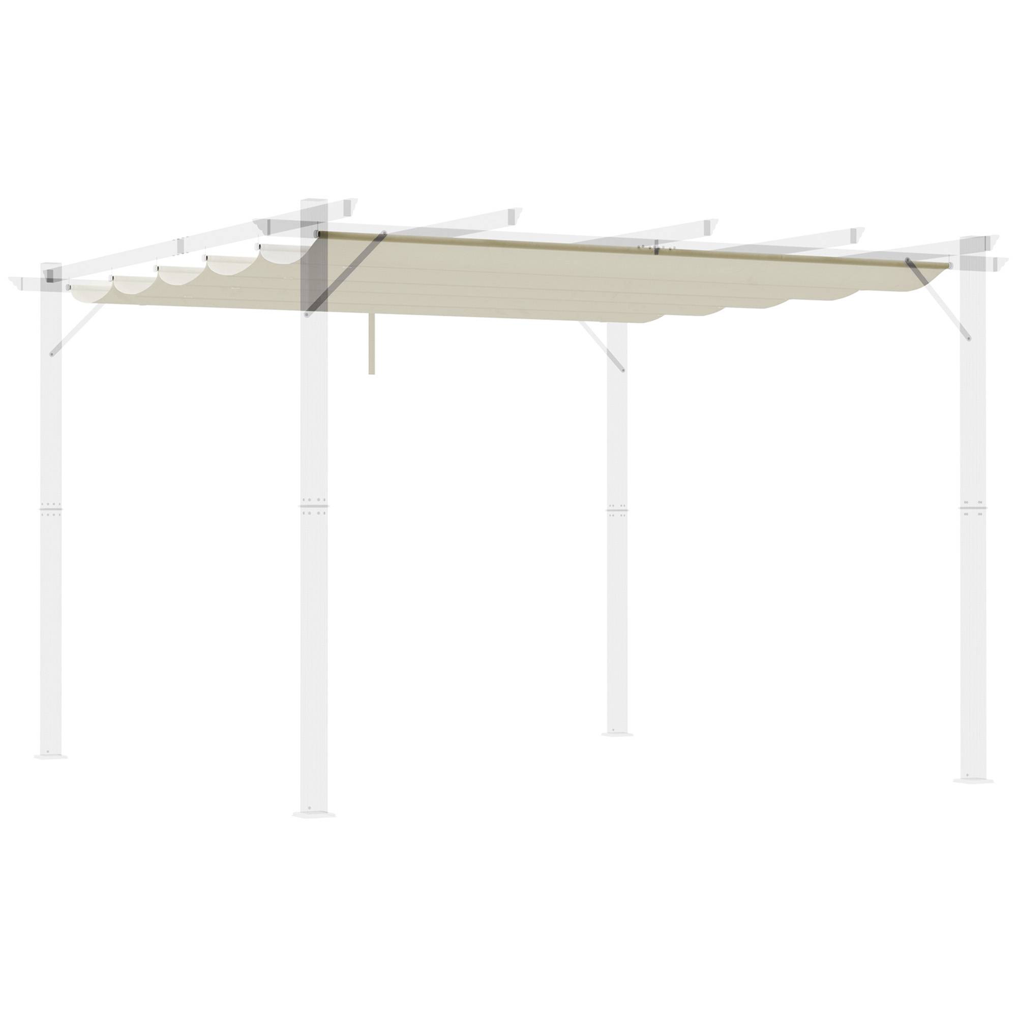 Toile de Rechange pour Pergola Rétractable 3x3m Polyester Anti-UV Coulissant Crème - ComfortXL Outdoor Living - Image 1