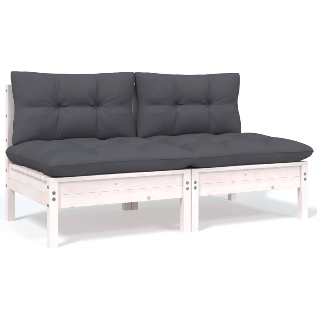 Prolenta Premium - Salon complet 5 places bois de pin et tissu (100 % polyester) blanc 63,5 x 63,5 x 62,5 cm - Prolen - Image 7