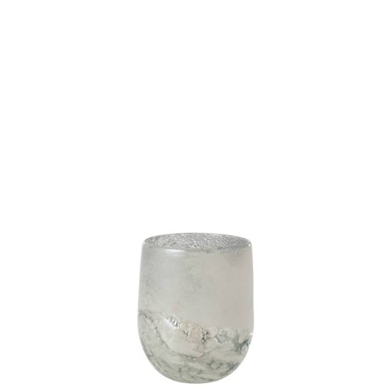 Photophore en verre gris 18.5x18.5x22 cm - J-Line - Image 1