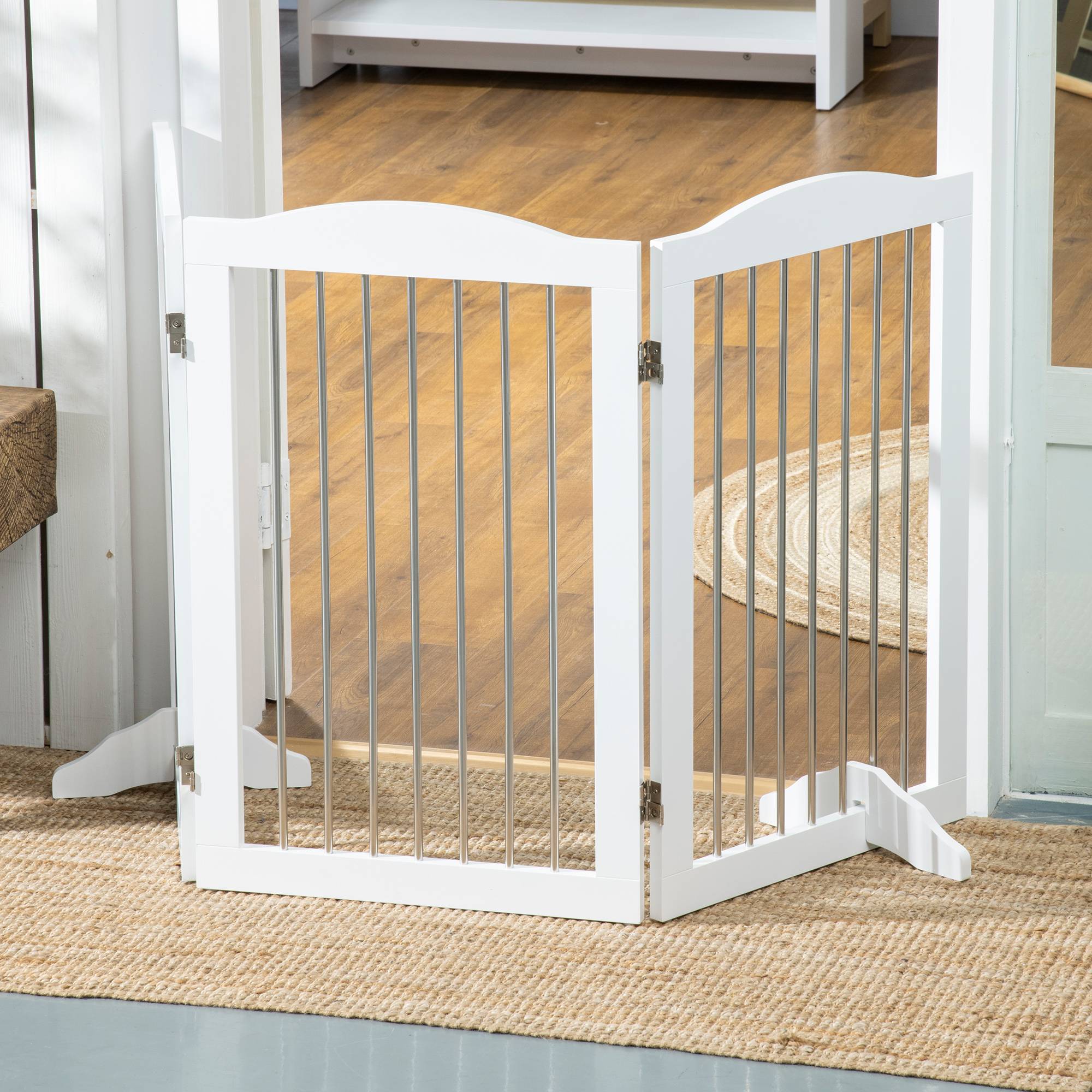 Panneau de séparation pour chien, MDF, blanc, 154 x 30 x 80 cm - PANGIVO - Image 8