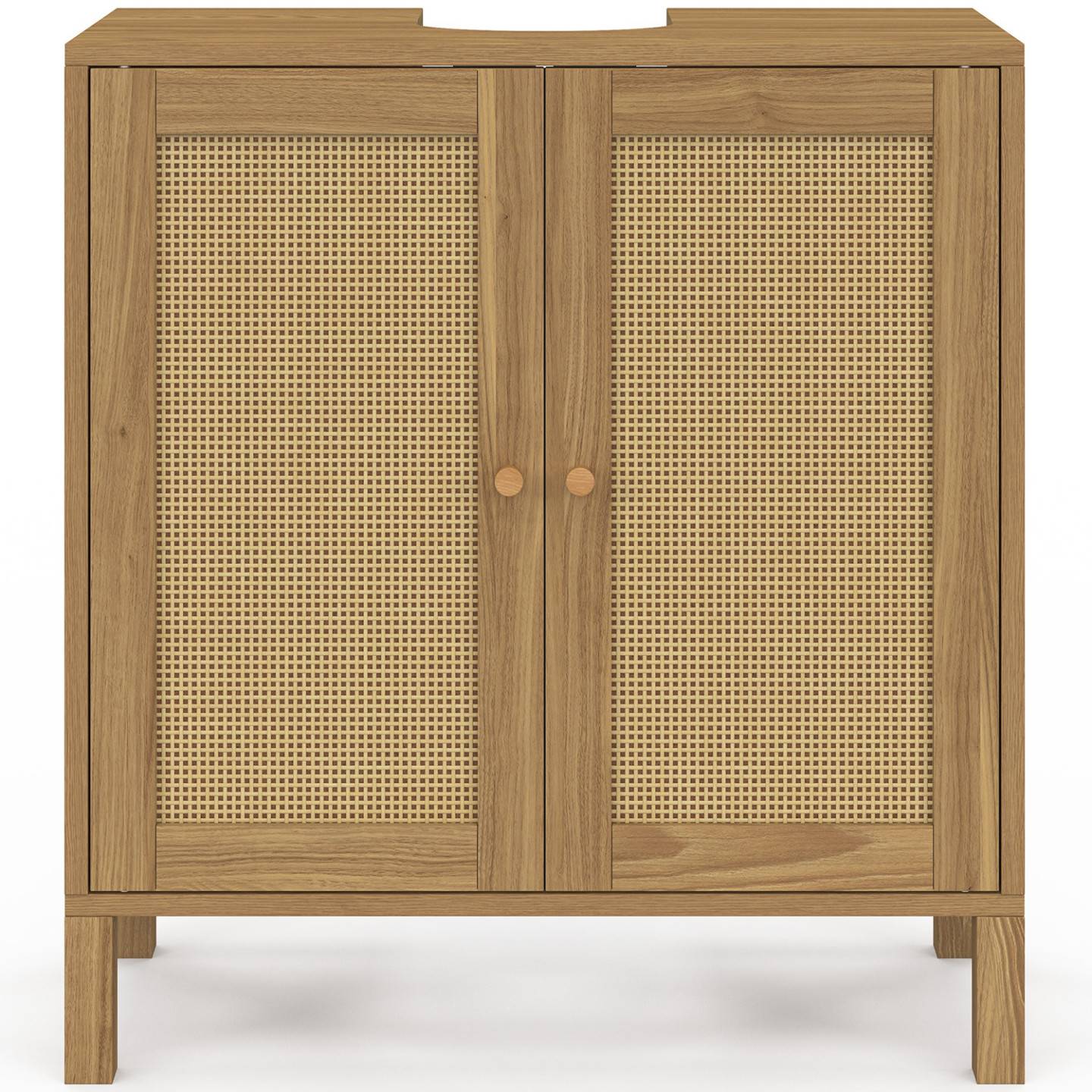IDMARKET - Meuble sous lavabo salle de bain HANAE effet naturel cannage - Image 4