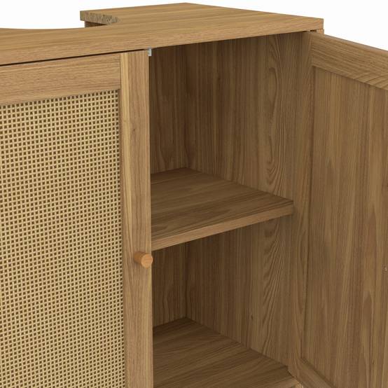 IDMARKET - Meuble sous lavabo salle de bain HANAE effet naturel cannage - Image 7