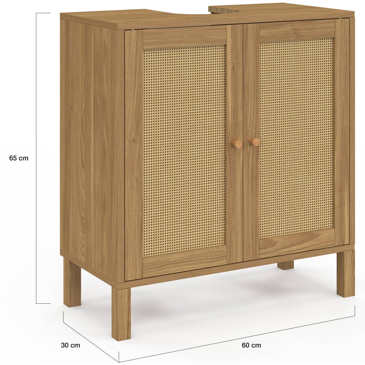 IDMARKET - Meuble sous lavabo salle de bain HANAE effet naturel cannage - Image 6