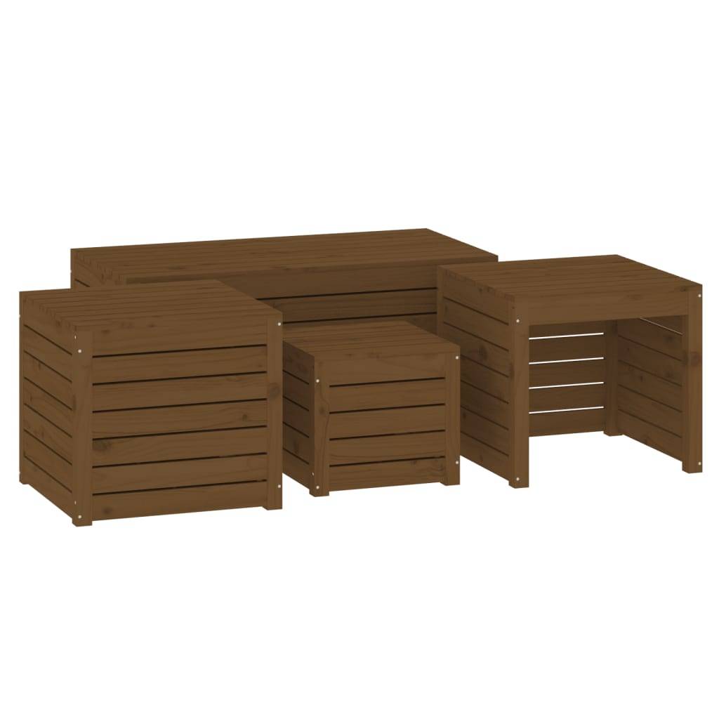 Coffres de jardin 4 pcs bois de pin marron miel 101 x 50.5 x 46.5 cm - PANGIVO - Image 2